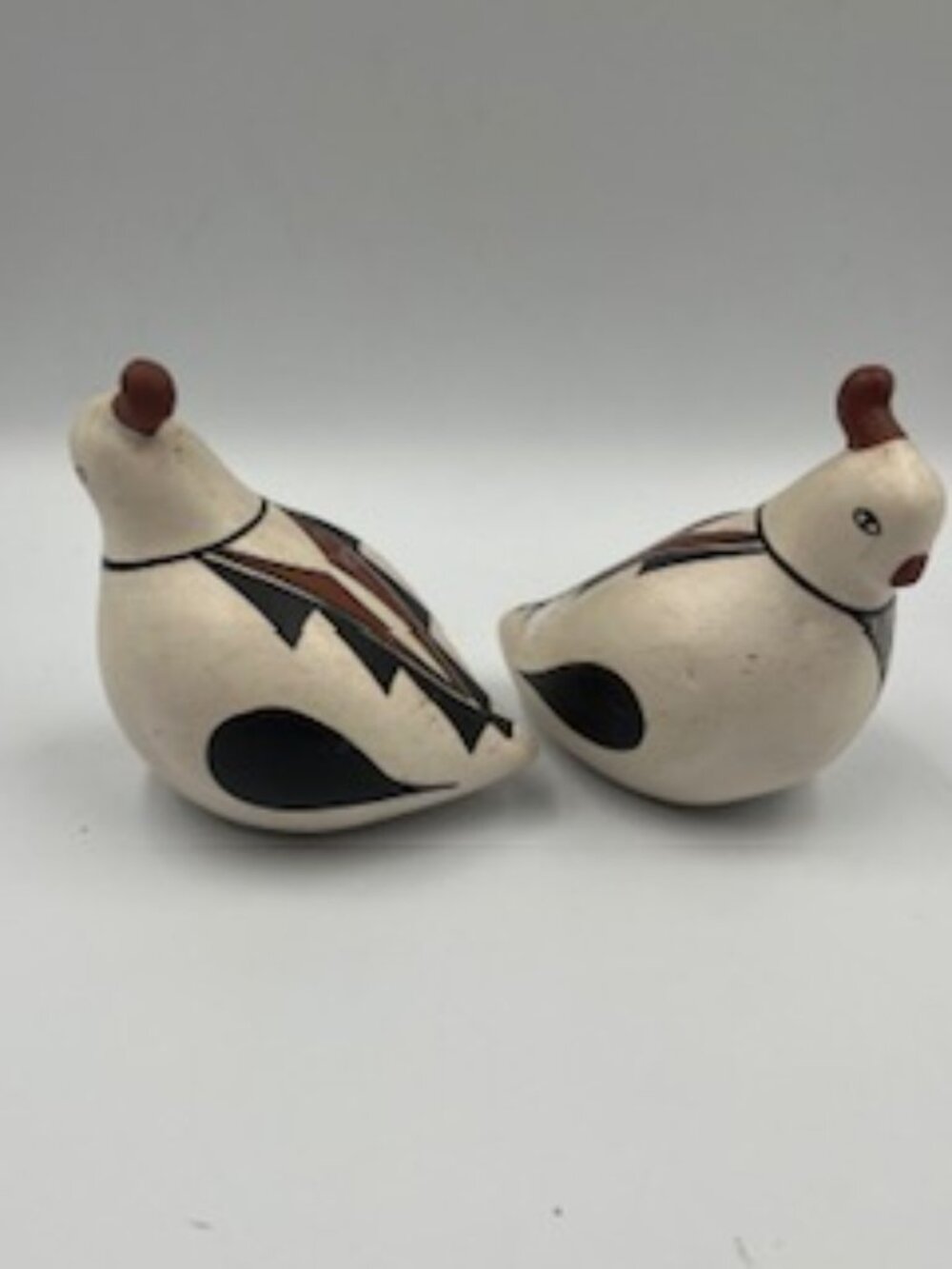 Vintage Native American pottery Quail figurine Mary Saxon Navajo pottery set 2